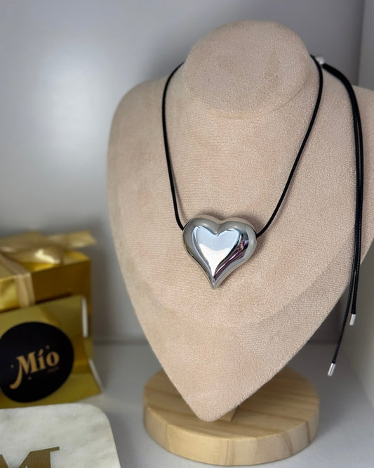 Leather Silver Heart